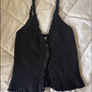 Cute black button up tank top